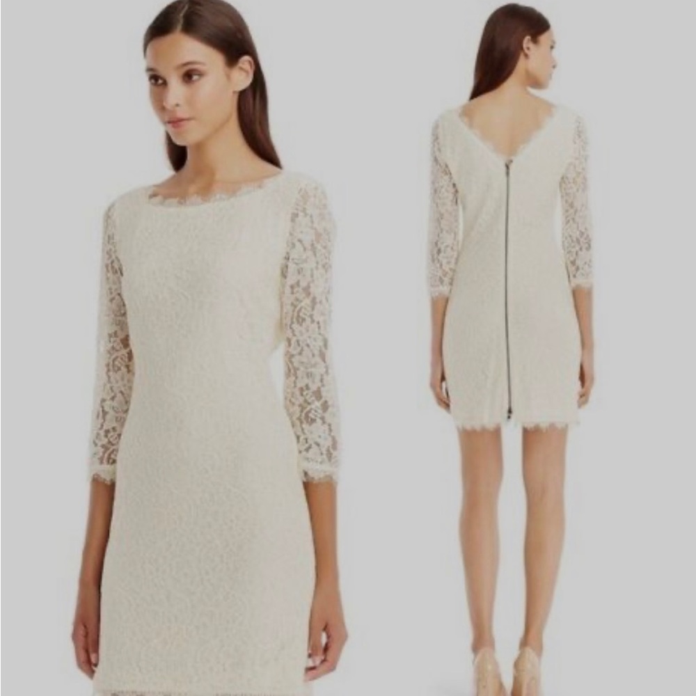 Diane von Furstenberg ivory lace dress. Size 4.